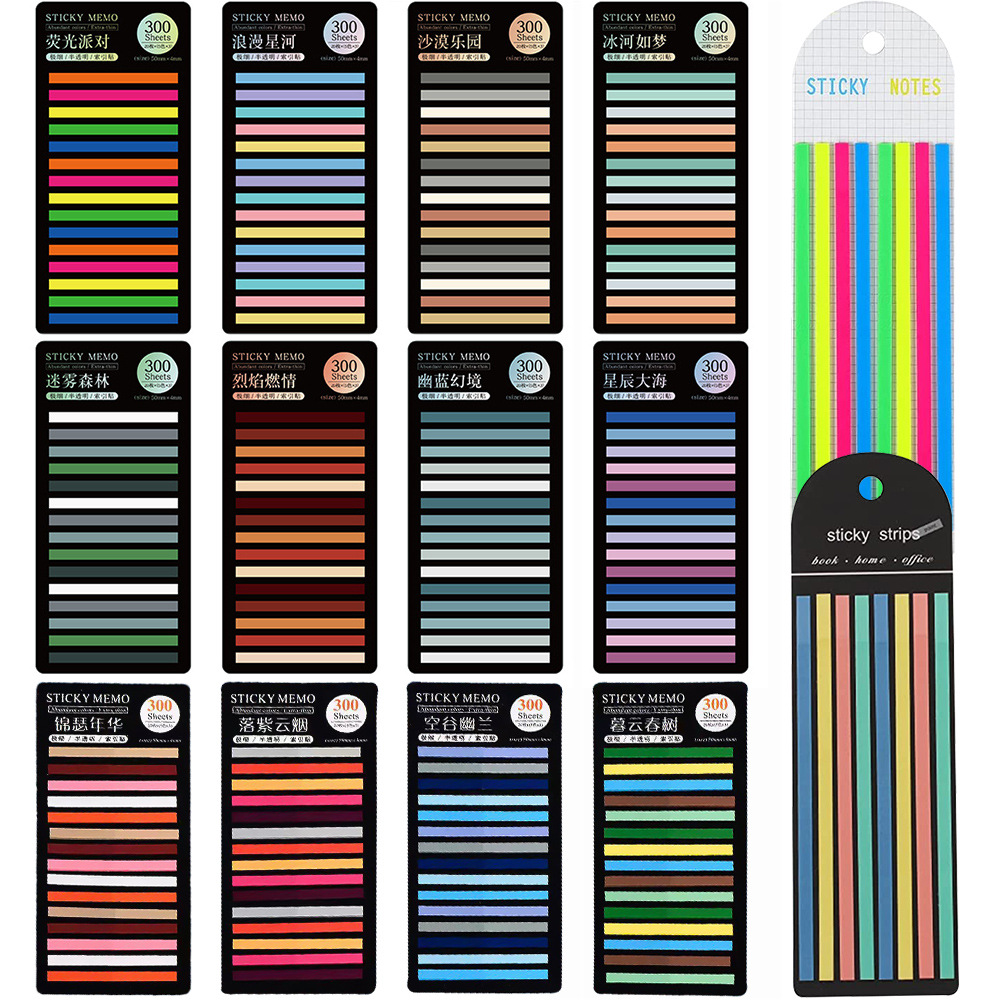 Sticky Note Dispenser - 300 Sheets Transparent Rainbow Index Memo