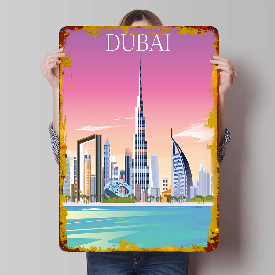 Home Office Dubai - Dubai SkylineModern Dubai Cityscape Metal Wall