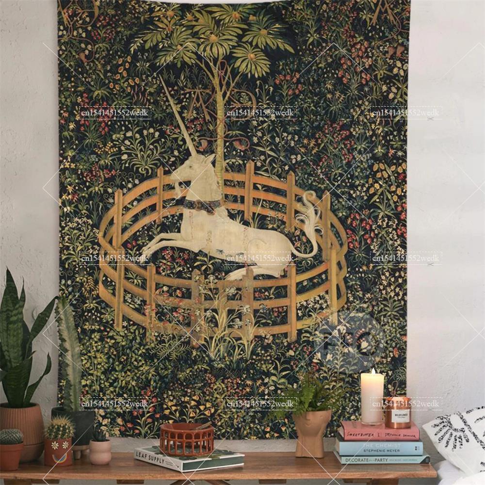 Home Office Yoga Room - The Unicorn In Captivity Wall Tapestry