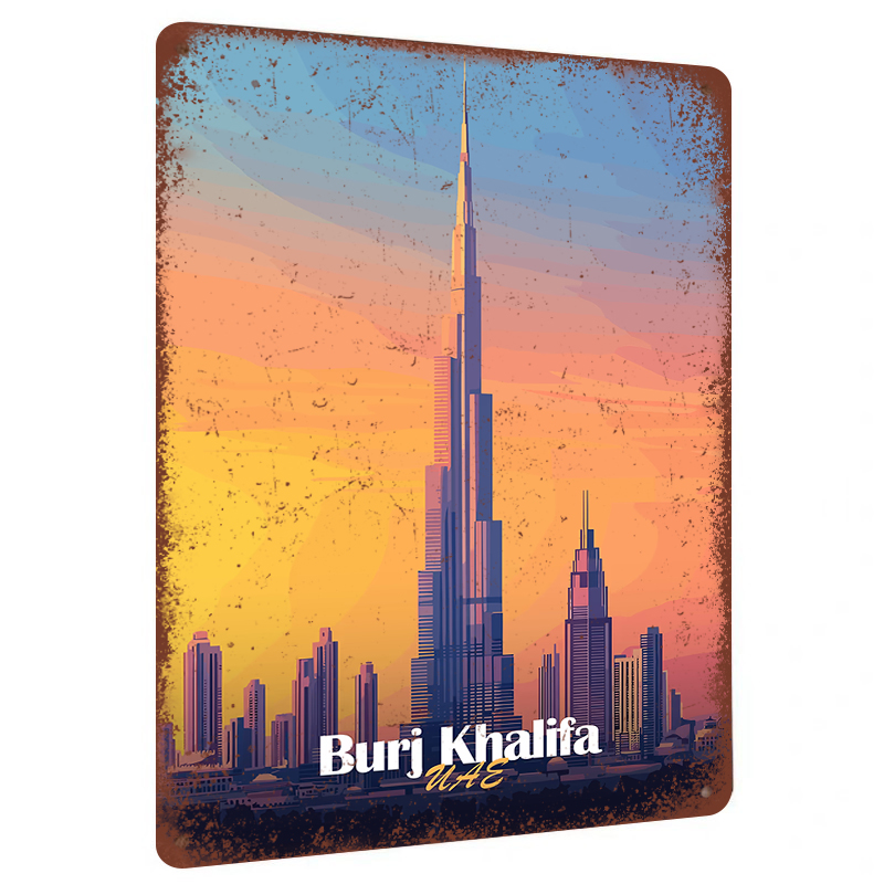 Home Office Dubai - Burj Khalifa Dubai UAE Skyline Metal