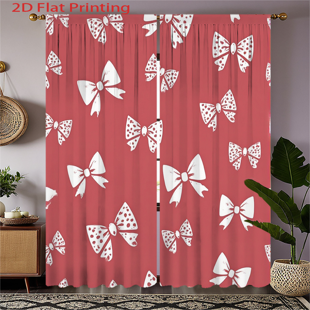 Home Office Of Amazon - 2pcs, 2D Flat Printing Curtains Red