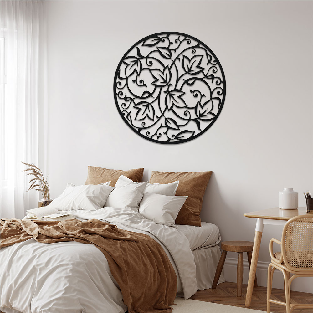 Home Office Yoga Room - Elegant Black Metal Mandala Wall Art,