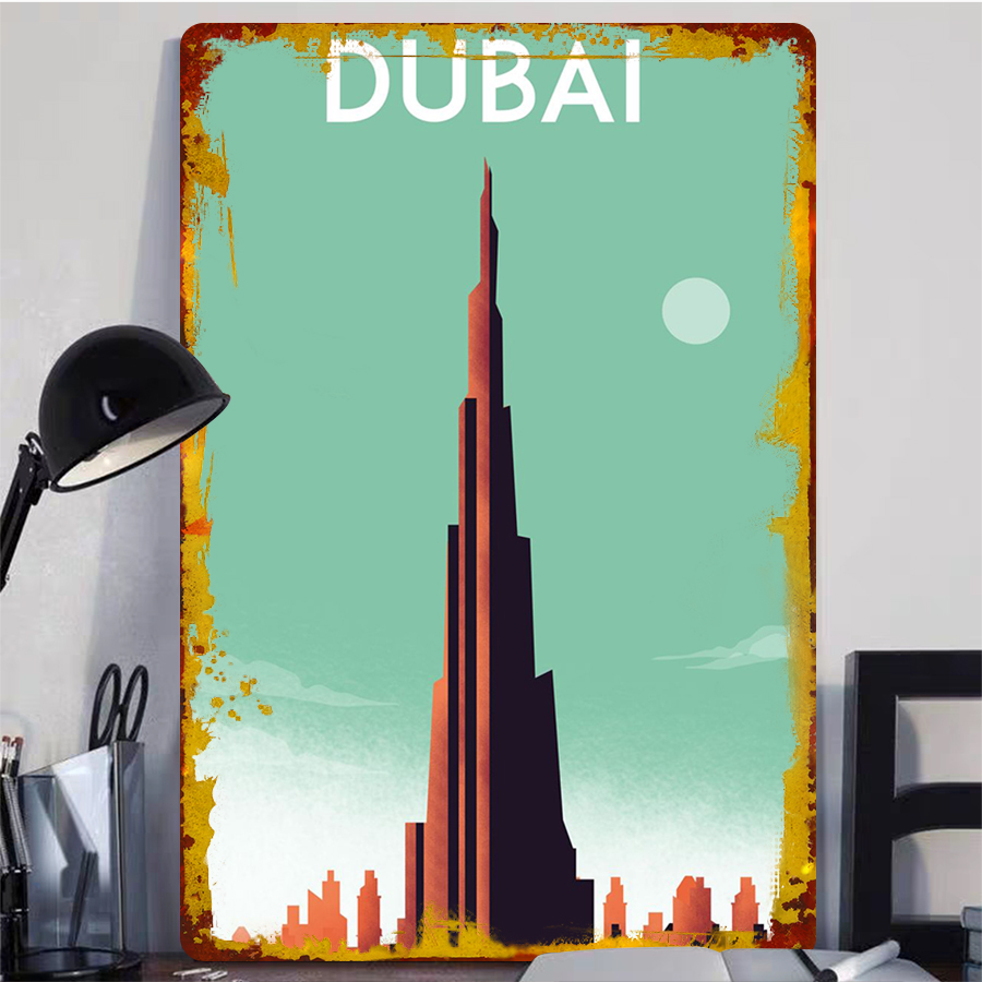 Dubai Skyline Metal Wall Art B - Home Office Dubai 评论和价格