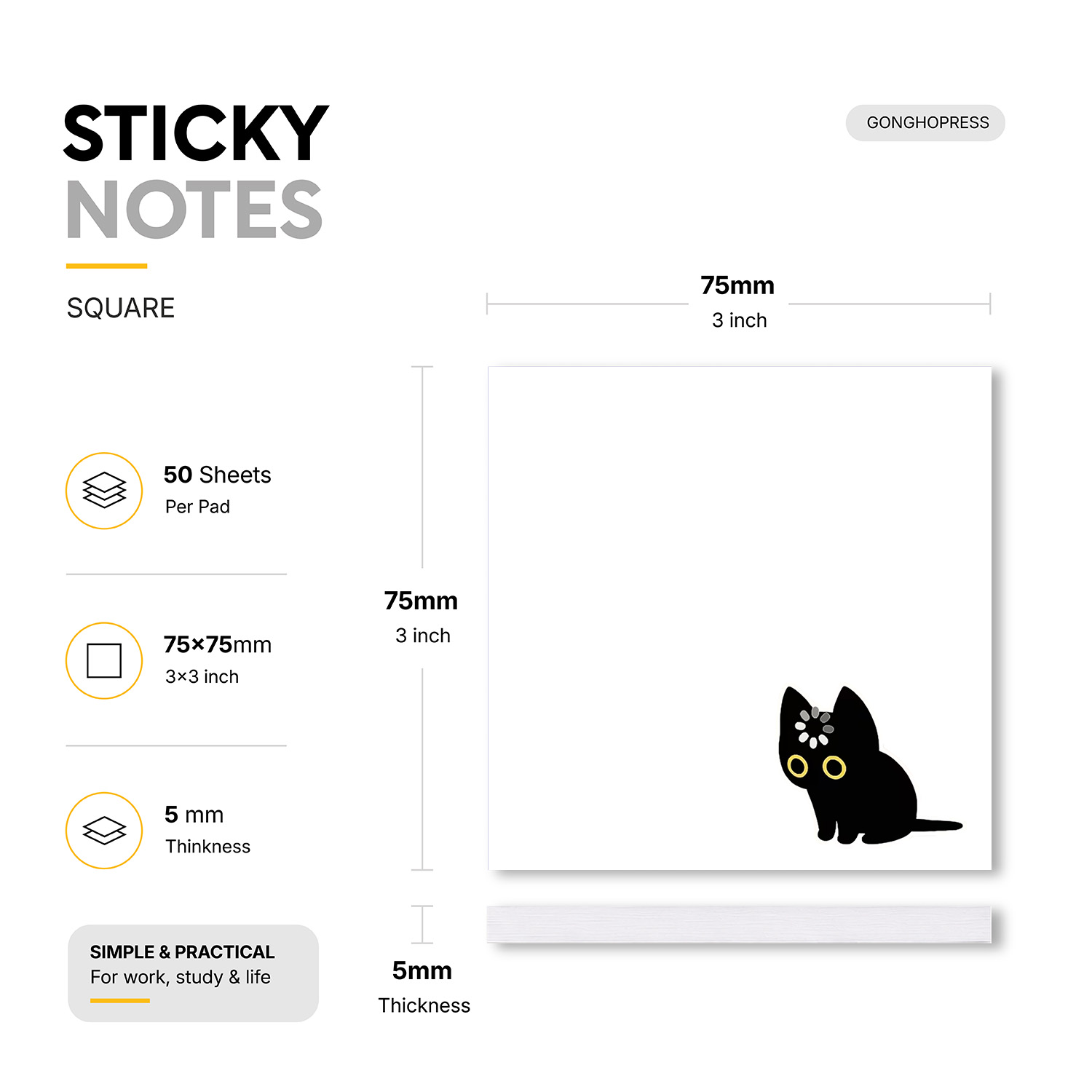 2pcs Cute Black Cat Sticky Not - Sticky Note Dispenser 评论和价格