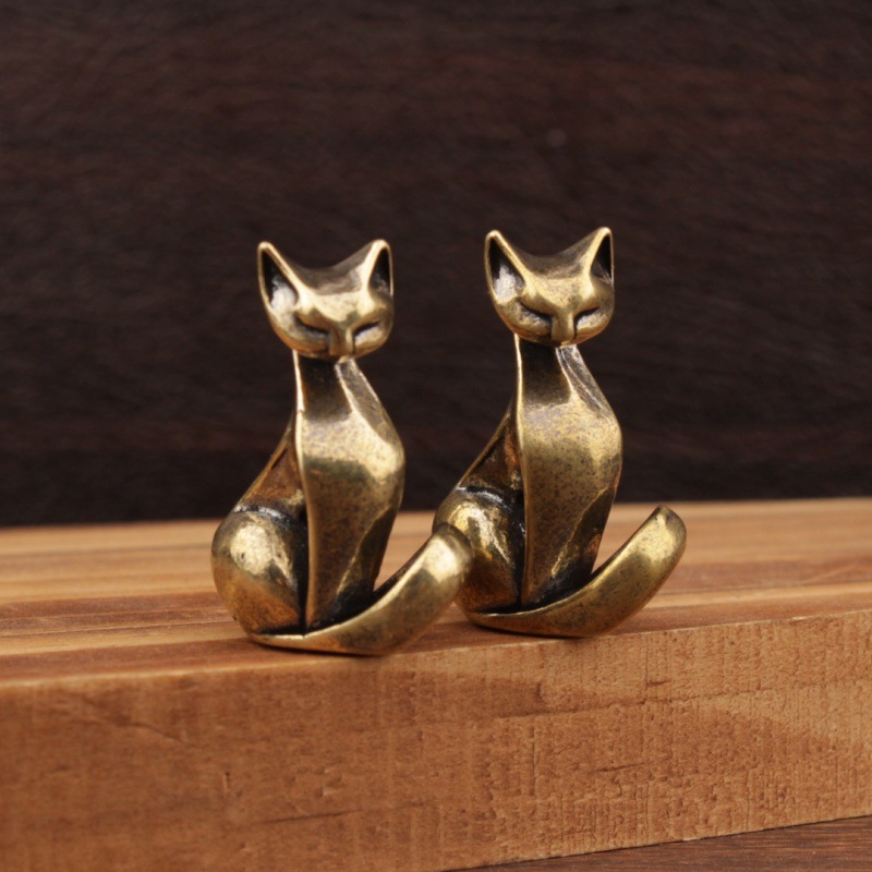 Mini Cat Figurines Brass Displ - Home Office Desk Ideas 评论和价格