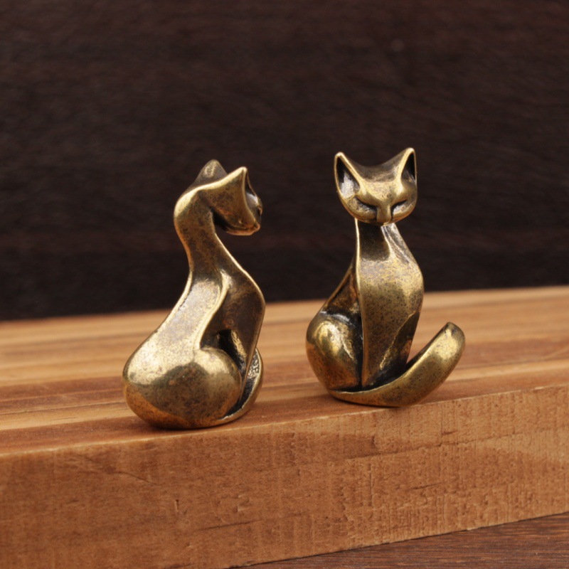 Mini Cat Figurines Brass Displ - Home Office Desk Ideas 评论和价格