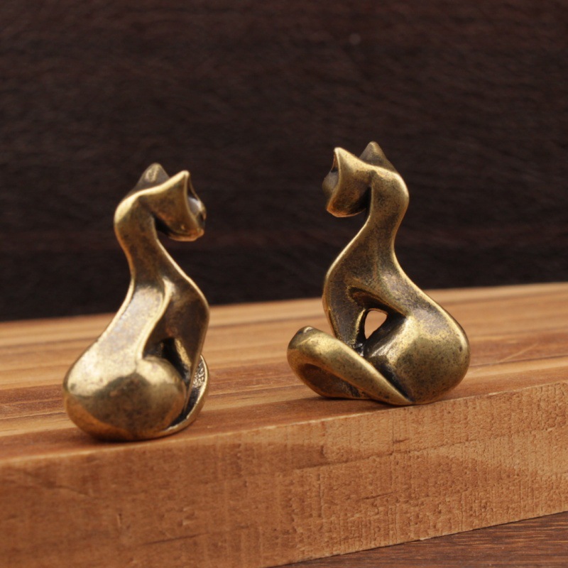 Mini Cat Figurines Brass Displ - Home Office Desk Ideas 评论和价格
