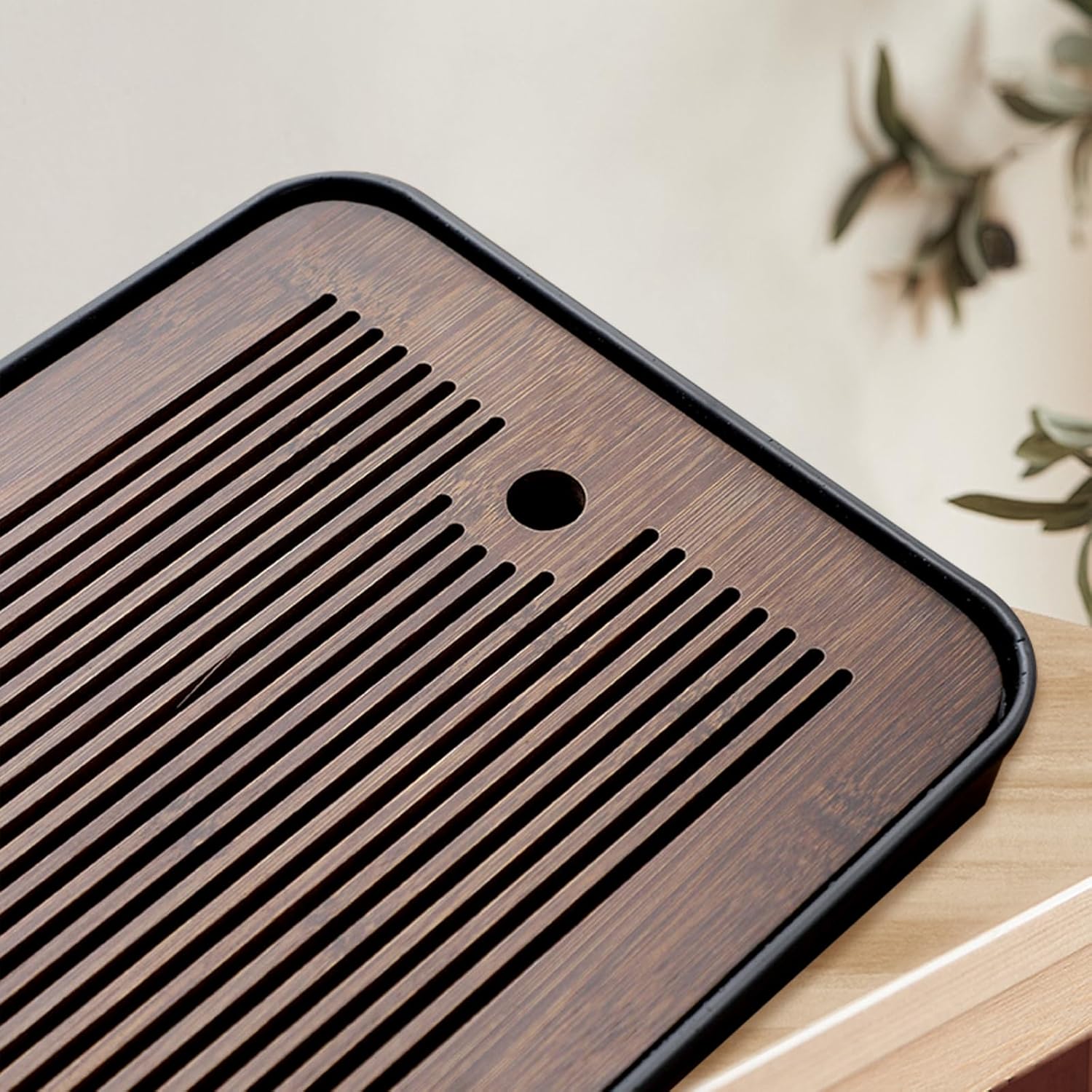 Natural Bamboo Tea Tray with H - Home Office Desk Ideas 评论和价格