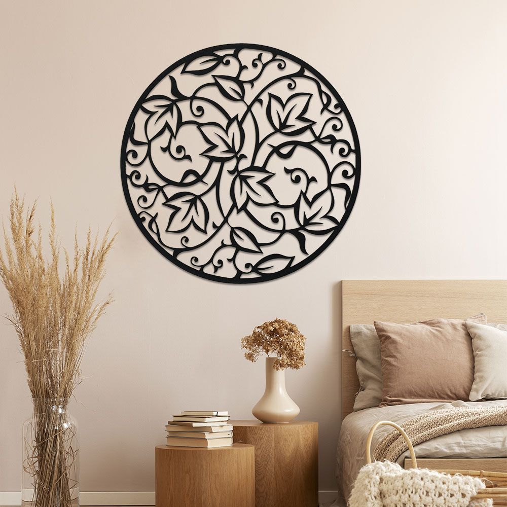 Elegant Black Metal Mandala Wa - Home Office Yoga Room 评论和价格