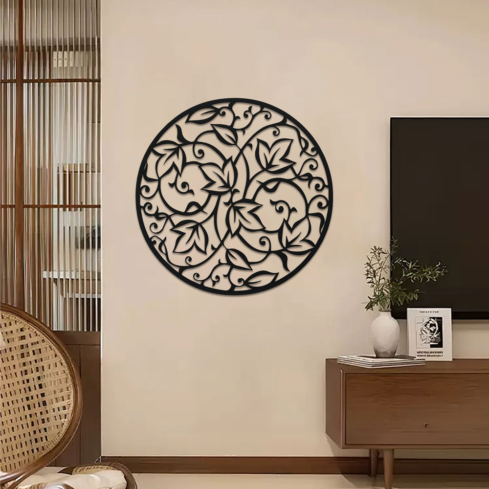 Elegant Black Metal Mandala Wa - Home Office Yoga Room 评论和价格
